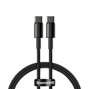 Baseus Tungsten Gold rychlonabíjecí / datový kabel USB-C na USB-C 100W 1m, černá Baseus Tungsten Gold rychlonabíjecí / datový kabel USB-C na USB-C 100W 1m, černá