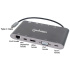 MANHATTAN Dokovací stanice USB-C 7v1, 1xHDMI, 1xVGA, 1xUSB-C,3xUSB, 1xRJ45, 1x3.5mm, šedá