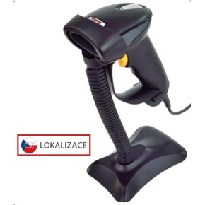 Virtuos CCD čtečka HT-310A s dlouhým dosahem, USB (klávesnice/RS232),stojánek , černá