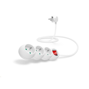 CONNECT IT prodlužovací kabel 230 V, 3 zásuvky, 1,5 m, s vypínačem (bílý)