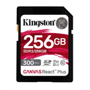 Kingston SDXC karta 256GB Canvas React Plus SDXC UHS-II 300R/260W U3 V90 for Full HD/4K/8K