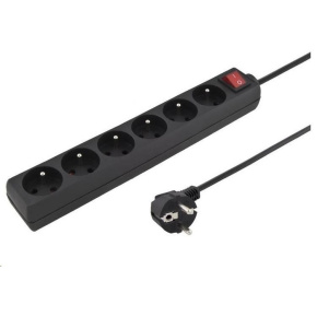 PREMIUMCORD Prodlužovací přívod 230V 5m 6 zásuvek + vypínač, černý PREMIUMCORD Prodlužovací přívod 230V 5m 6 zásuvek + vypínač, černý