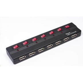 PREMIUMCORD USB 2.0 hub 7 portů s externím napájením a vypínači PREMIUMCORD USB 2.0 hub 7 portů s externím napájením a vypínači