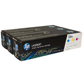 HP 126A CMY 3-pack LJ Toner Cart, CF341A (1,000 / 1,000 / 1,000 pages) HP 126A CMY 3-pack LJ Toner Cart, CF341A (1,000 / 1,000 / 1,000 pages)