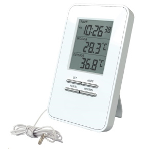 Solight teploměr, teplota, velký displej, datum, čas, bílý