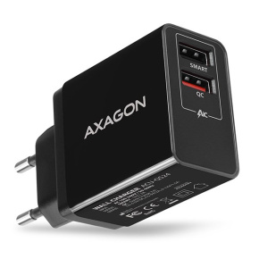 AXAGON ACU-QS24, QC & SMART nabíjačka do siete 24W, 2x port USB-A, QC3.0/AFC/FCP + 5V/1,2A AXAGON ACU-QS24, QC & SMART nabíjačka do siete 24W, 2x port USB-A, QC3.0/AFC/FCP + 5V/1,2A