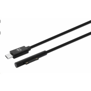 Manhattan nabíjecí kabel, Surface Connect to USB-C Charging Cable (M/M), 15 V / 3 A, 1.8m, černá Manhattan nabíjecí kabel, Surface Connect to USB-C Charging Cable (M/M), 15 V / 3 A, 1.8m, černá