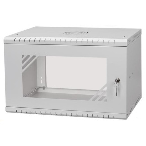 LEXI-Net 19" nástěnný rozvaděč Basic 6U 520x450, skleněné dveře, bez zad, rozložený, šedý LEXI-Net 19" nástěnný rozvaděč Basic 6U 520x450, skleněné dveře, bez zad, rozložený, šedý