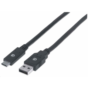 Manhattan USB kabel, USB 3.2 Gen 1, USB-A Male na USB-C Male, 5 Gbps, 2m, černá Manhattan USB kabel, USB 3.2 Gen 1, USB-A Male na USB-C Male, 5 Gbps, 2m, černá