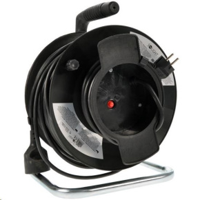 Solight prodlužovací přívod na bubnu, 1 zásuvka, 50m, černý kabel, 3x 1,5mm2