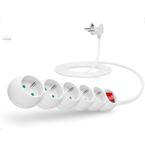 CONNECT IT prodlužovací kabel 230 V, 5 zásuvek, 3 m, s vypínačem (bílý) CONNECT IT prodlužovací kabel 230 V, 5 zásuvek, 3 m, s vypínačem (bílý)