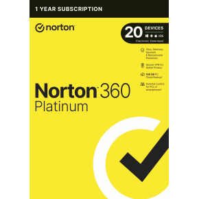 NORTON 360 PLATINUM 100GB +VPN 1 uživatel pro 20 zařízení na 1 rok ESD NORTON 360 PLATINUM 100GB +VPN 1 uživatel pro 20 zařízení na 1 rok ESD