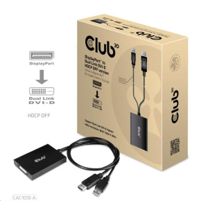 Club3D Adaptér aktivní DisplayPort na Dual Link DVI-D, USB napájení, 60cm, HDCP off, pro Apple Cinema displeje Club3D Adaptér aktivní DisplayPort na Dual Link DVI-D, USB napájení, 60cm, HDCP off, pro Apple Cinema displeje