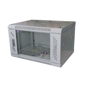 LEXI-Net 19" nástěnný rozvaděč 6U 600x450, nosnost 60 kg, skleněné dveře, rozložený, šedý LEXI-Net 19" nástěnný rozvaděč 6U 600x450, nosnost 60 kg, skleněné dveře, rozložený, šedý