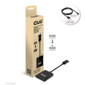 Club3D Video adaptér MST (Multi Stream Transport) DisplayPort 1.4 na DisplayPort 1.4 Dual Monitor 4K60Hz (M/F), černá Club3D Video adaptér MST (Multi Stream Transport) DisplayPort 1.4 na DisplayPort 1.4 Dual Monitor 4K60Hz (M/F), černá