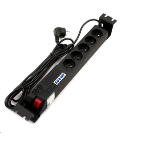 19" rozvodný panel ACAR 5x230V, vypínač, indikátor napětí, přepěťová ochrana, kabel 3m 19" rozvodný panel ACAR 5x230V, vypínač, indikátor napětí, přepěťová ochrana, kabel 3m