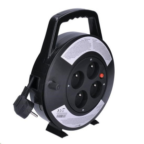 Solight prodlužovací přívod na bubnu, 4 zásuvky, 10m, černý kabel, 3x 1,0mm2 Solight prodlužovací přívod na bubnu, 4 zásuvky, 10m, černý kabel, 3x 1,0mm2