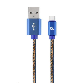 GEMBIRD Kabel USB 2.0 AM na Type-C kabel (AM/CM), 2m, opletený, jeans, blister, PREMIUM QUALITY GEMBIRD Kabel USB 2.0 AM na Type-C kabel (AM/CM), 2m, opletený, jeans, blister, PREMIUM QUALITY