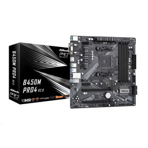 ASRock MB Sc AM4 B450M PRO4 R2.0, AMD B450, 4xDDR4, 1xHDMI, 1xDVI, 1xVGA, mATX ASRock MB Sc AM4 B450M PRO4 R2.0, AMD B450, 4xDDR4, 1xHDMI, 1xDVI, 1xVGA, mATX
