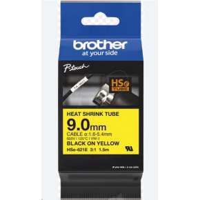 BROTHER smršťovací bužírka - HSE-621E žlutá pro E300VP H300 H500 E550 P700 P750 D800 P900 P950 - 9,0mm / 1,6-5,4 / 3:1
