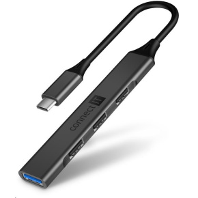 CONNECT IT USB-C hub, (1xUSB-A 3.0, 3xUSB-A 2.0), externí, antracitová