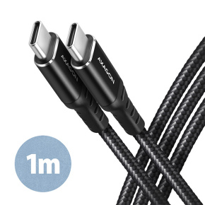 AXAGON BUCM-CM10AB, HQ kabel USB-C USB-C, 1m, USB 2.0, PD 60W 3A, ALU, oplet, černý AXAGON BUCM-CM10AB, HQ kabel USB-C USB-C, 1m, USB 2.0, PD 60W 3A, ALU, oplet, černý