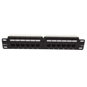 10" Patch panel LEXI-Net 12port, UTP, Cat5E, duální svorkovnice, černý 10" Patch panel LEXI-Net 12port, UTP, Cat5E, duální svorkovnice, černý