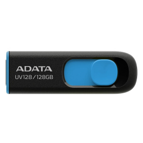 ADATA Flash Disk 128GB UV128, USB 3.1 Dash Drive (R:90/W:40 MB/s) černá/modrá ADATA Flash Disk 128GB UV128, USB 3.1 Dash Drive (R:90/W:40 MB/s) černá/modrá