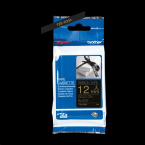 BROTHER TZE-R334 - kazeta TZ šířky 12mm, TEXTILNÍ páska 4m- pro tvorbu dárků - NELEPÍCÍ - ČERNÁ PÁSKA, ZLATÝ POTISK gold BROTHER TZE-R334 - kazeta TZ šířky 12mm, TEXTILNÍ páska 4m- pro tvorbu dárků - NELEPÍCÍ - ČERNÁ PÁSKA, ZLATÝ POTISK gold