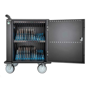 MANHATTAN nabíjecí vozík - 32 portů, 576 W, přepěťová ochrana, tichá ventilace, kovové pouzdro, černá MANHATTAN nabíjecí vozík - 32 portů, 576 W, přepěťová ochrana, tichá ventilace, kovové pouzdro, černá