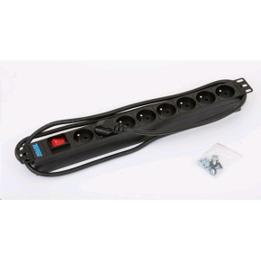 TRITON 19" rozvodný panel 8x230V - 2m, vypínač, černý TRITON 19" rozvodný panel 8x230V - 2m, vypínač, černý